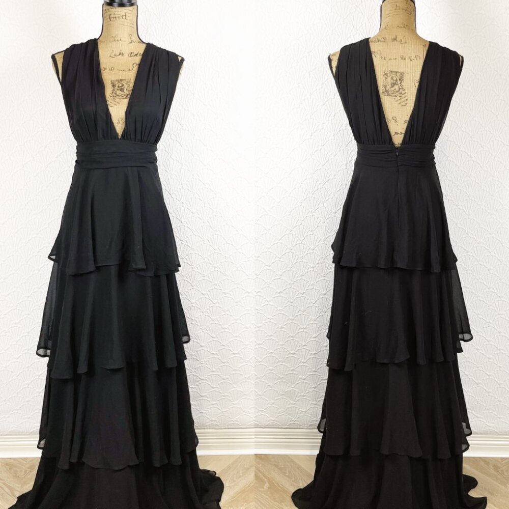 NWOT Lulus Amazing Evening Black Tiered Maxi Dress
